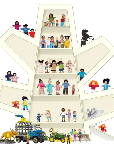 Play3 Karibu met poppetjes 4 tot 13 cm hoog..