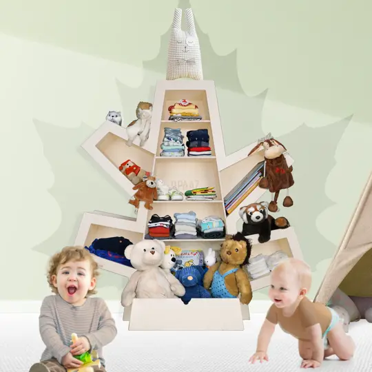 Licht groen babykamer interieur met Play3 Karibu kastje